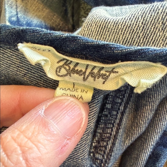 NWT Blue Velvet Wildflower Roads Embroidered Denim Overalls Size L Boho Vintage - Picture 14 of 16